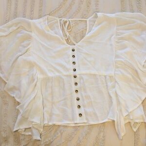 White Button-Down Blouse XL